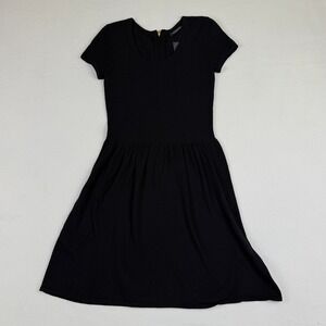 NEW Monoprix Femme Knit Dress Womens 1 Small Black Chevron Skater LBD Parisian